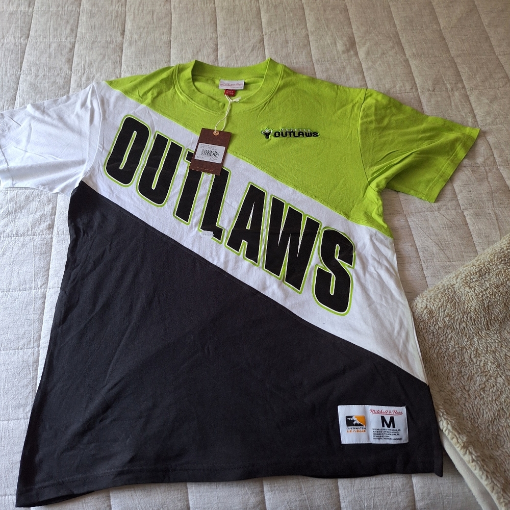 Mitchell & Ness Outlaws Shirt - Lime Green, Black, and White